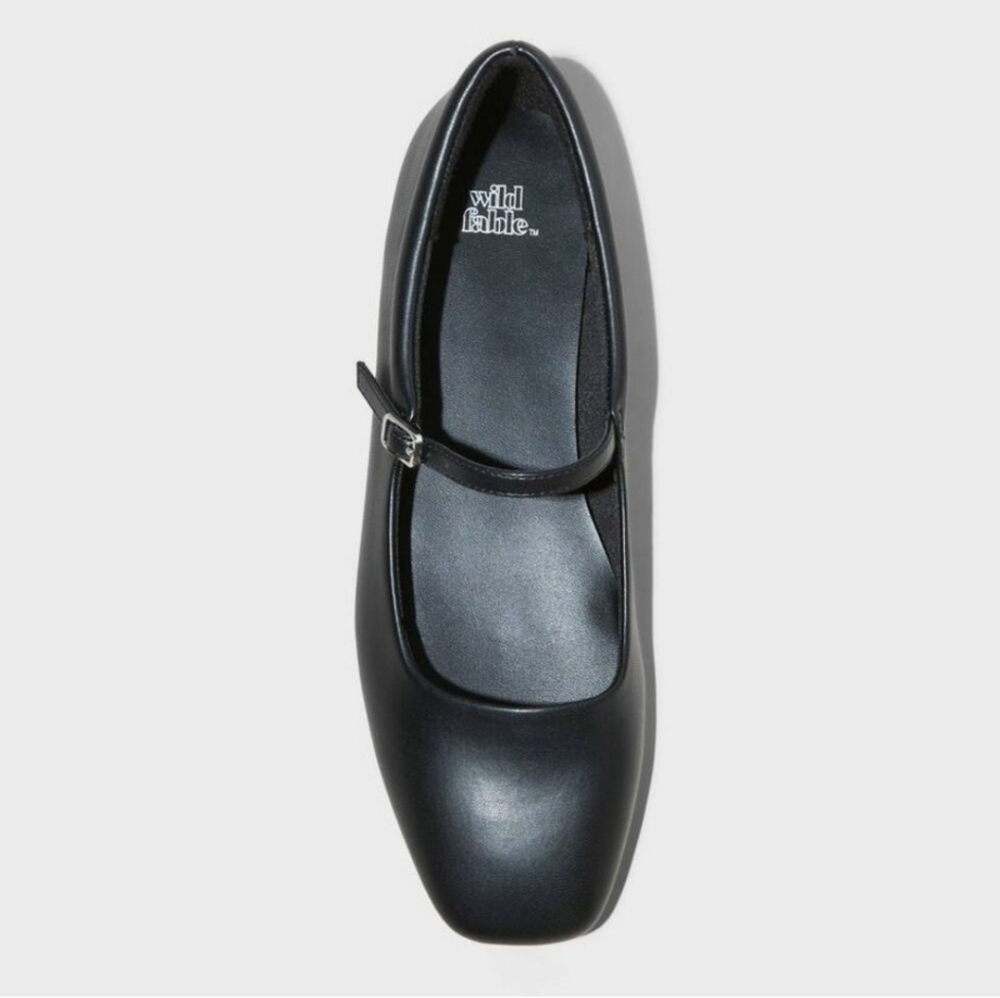 Wild Fable Women's 11 Black Elsa Square Toe Mary Jane Ballet Flats Shoes - Picture 10 of 16